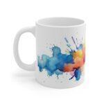 Künstlerische Aquarell Tasse mit abstrakten Wasserfarbenklecksen – Perfekt für Kreative und Kunstliebhaber