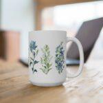 Aquarell Pflanzen Kaffeetasse - Bedruckte Geschenkidee mit Blumenmotiv