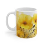 Aquarell Canola Blume Keramiktasse - Perfekte Geschenkidee für Blumenliebhaber