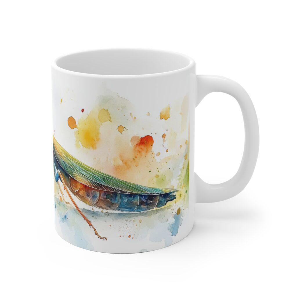 Gottesanbeterin Aquarell Tasse &ndash; Insekten-Design f&uuml;r Naturliebhaber