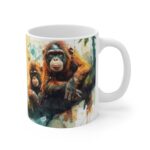 Zwei Affen im Baum Aquarell Tasse - Naturinspirierter Becher für Wildtierliebhaber und Naturfreunde