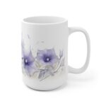 Weiße Keramik Tasse mit Mondblumen - Aquarell Blumen Design für Liebhaber von floralen Motiven