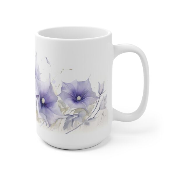 Weiße Keramik Tasse mit Mondblumen - Aquarell Blumen Design für Liebhaber von floralen Motiven