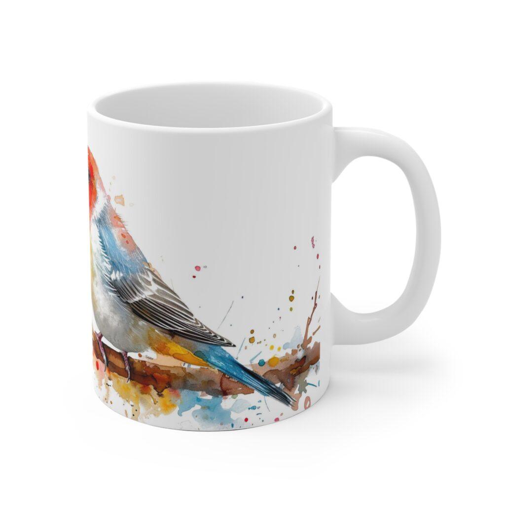 Zebrafink Keramik Becher - Aquarell Design f&uuml;r Vogelliebhaber