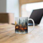 Aquarell Halloween Tasse mit gruseligem Kürbismotiv