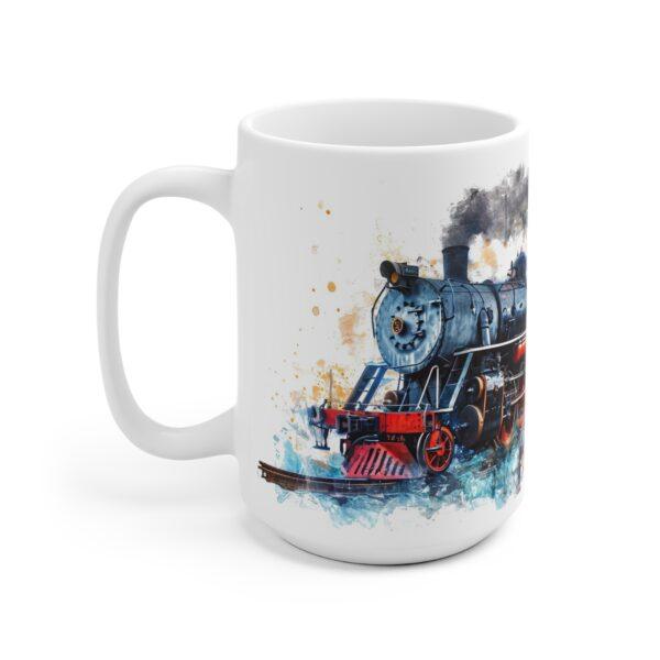 Dampflok Aquarell Tasse – Historisches Zugmotiv für Eisenbahnliebhaber und Geschichtsfreunde