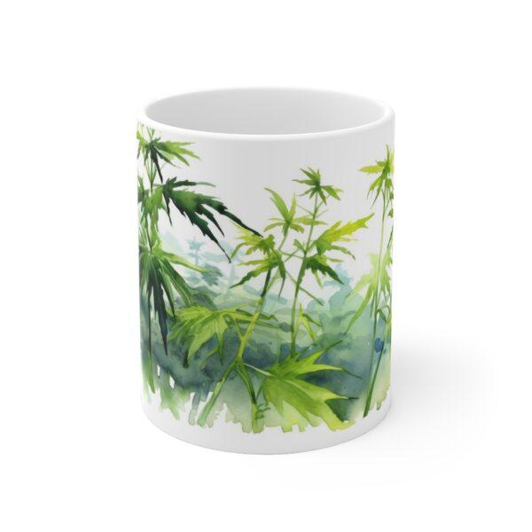 Aquarell Hanfblatt Tasse – Entspannendes Design für Natur- und Pflanzenliebhaber