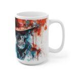 Aquarell Totenkopf Tasse mit Hut - Mystisches Becher-Design für Gothic- und Kunstliebhaber