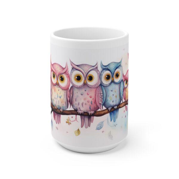 Eulen Aquarell Tasse - Kinderfreundlicher Becher mit Vogelmotiv für kleine Naturfreunde