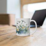 Gänseblümchen Aquarell Tasse – Stilvolle Keramiktasse für Natur- und Blumenliebhaber