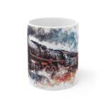 Dampflok Aquarell Tasse – Klassischer Eisenbahn Becher für Zugliebhaber und Historiker