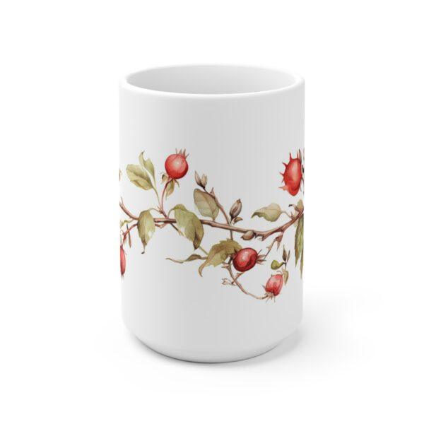 Hagebutten Tasse - Aquarell Wildfrucht Becher für Teeliebhaber - Naturinspirierte Keramiktasse aus hochwertigem Material