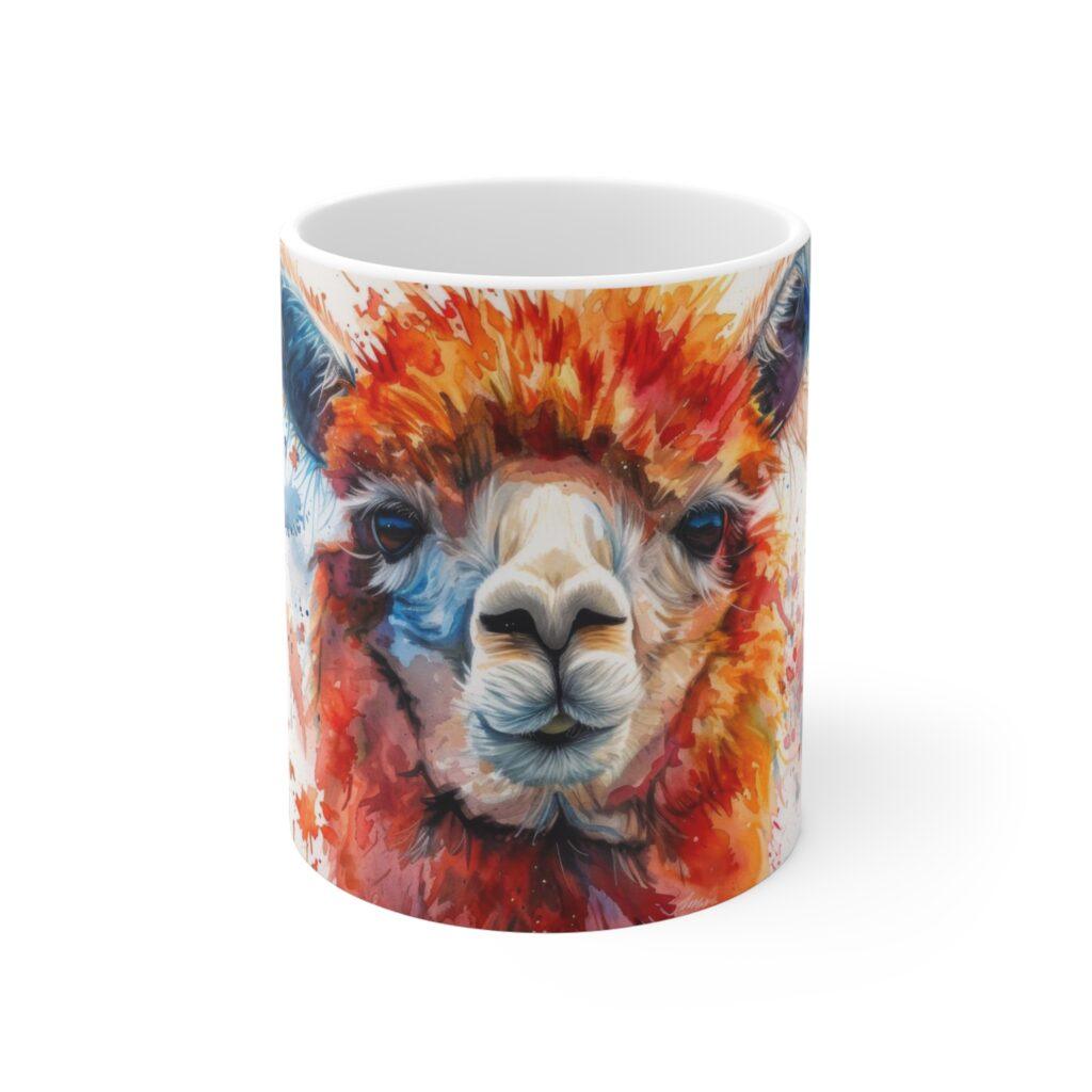 Lama Alpaka Portrait Aquarell Tasse &ndash; Becher f&uuml;r Tierfreunde und Alpaka-Liebhaber