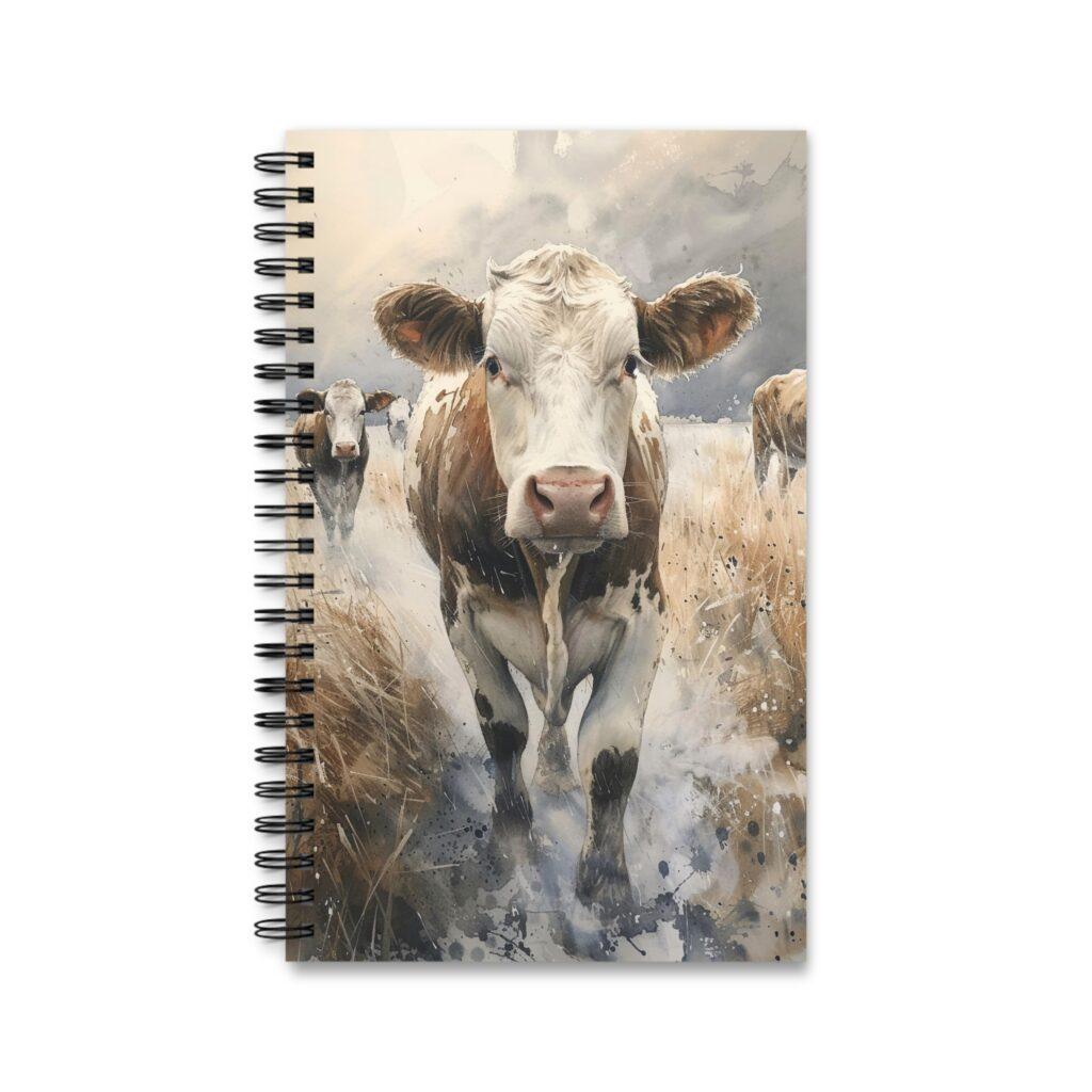 Aquarell Kuh auf Weide Notizbuch &ndash; Ideal f&uuml;r Notizen, Skizzen und Planungen