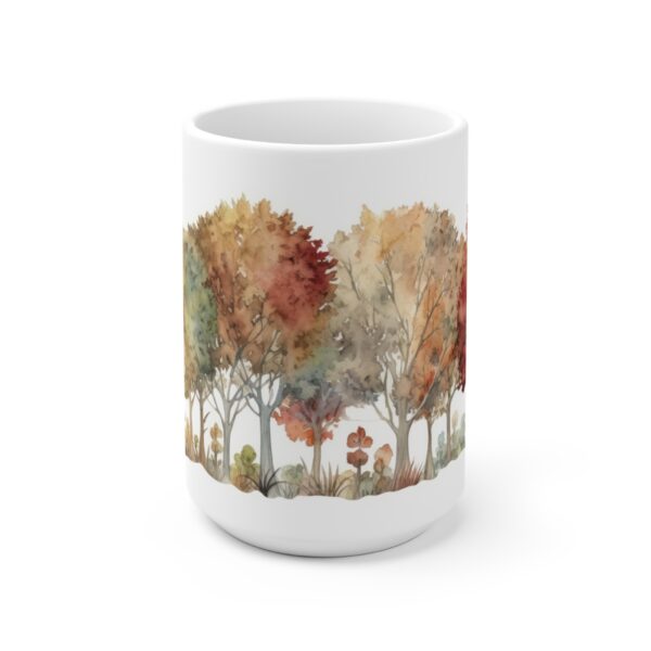 Herbstliche Laubbaum Tasse aus Keramik - Aquarell Design in Naturfarben