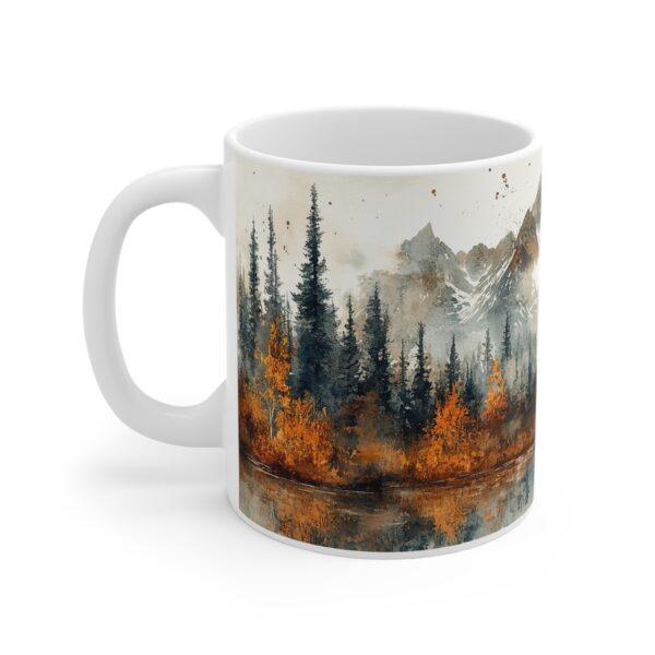 Aquarell Elch Tasse im Yukon – Naturmotiv Kaffeetasse für Tierliebhaber