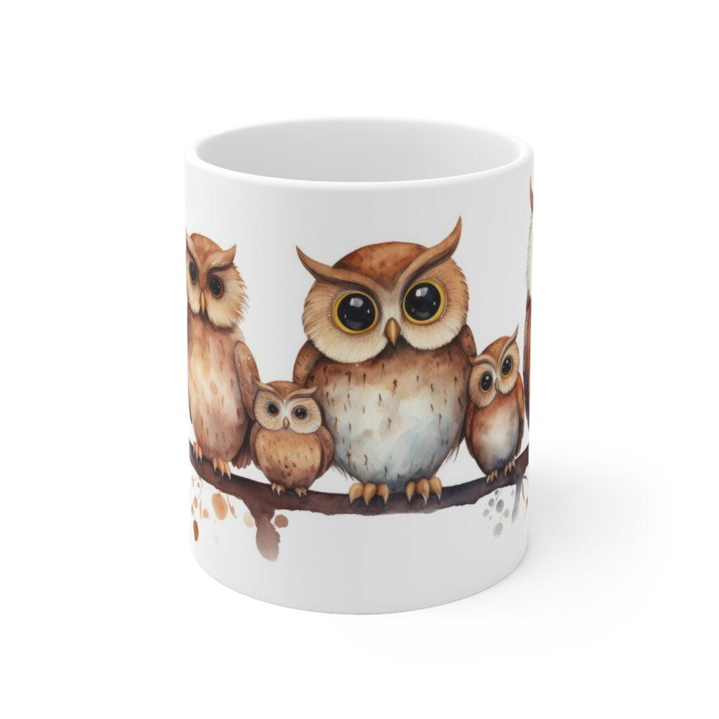 Kindgerechte Eulen Aquarell Tasse - Niedlicher Becher f&uuml;r Kinder und Tierfreunde