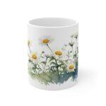 Gänseblümchen Aquarell Tasse – Stilvolle Keramiktasse für Natur- und Blumenliebhaber