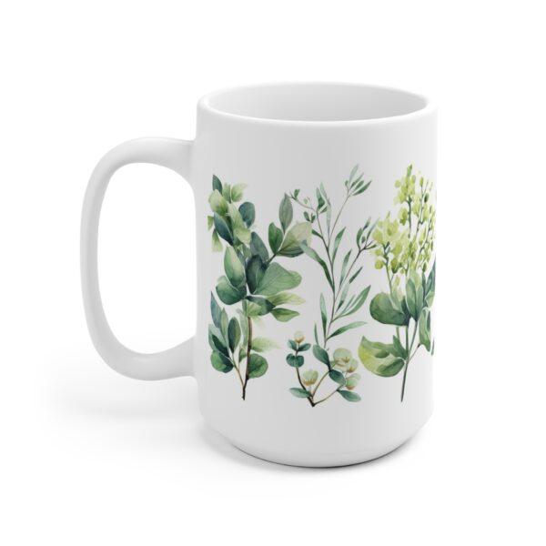 Aquarell Pflanzen Kaffeetasse - Bedruckte Geschenkidee mit Blumenmotiv