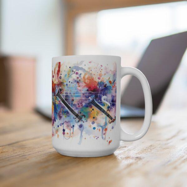 "Personalisierte Kaffeetasse mit Aquarell Musiknoten – Ideales Geschenk für Musikliebhaber"