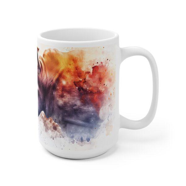 Nashorn Aquarell Keramik Becher – Handgemachter Kaffeebecher für Tierliebhaber