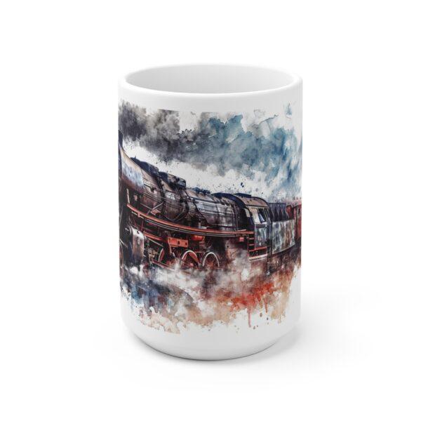 Dampflok Aquarell Tasse – Klassischer Eisenbahn Becher für Zugliebhaber und Historiker