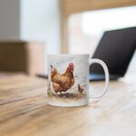 Hühnermotiv auf weißer Keramik Tasse - Charmante Bauernhof-Dekoration