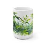 Aquarell Hanfblatt Tasse – Entspannendes Design für Natur- und Pflanzenliebhaber