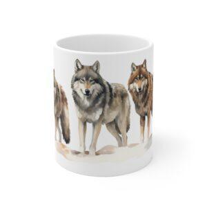 Wolfsrudel Aquarell Tasse - Wildtier Design Becher für Natur- und Wolfsliebhaber