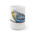 Weiße Kaffee Tasse mit Wellensittich Print | Ideal für Vogelliebhaber und Tierfreunde