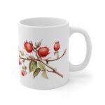 Hagebutten Tasse - Aquarell Wildfrucht Becher für Teeliebhaber - Naturinspirierte Keramiktasse aus hochwertigem Material