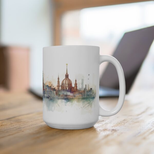 Aquarell Skyline Hamburg Tasse – Bedruckte Kaffeetasse als Geschenk