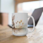 Weiße Aquarell Kaffee-Tasse mit Kaninchenmotiv – Perfektes Geschenk für Tierliebhaber