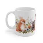 Aquarell-Tasse mit Waldtieren und Blumen – Perfektes Geschenk für Kinder