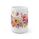 Aquarell Mohnblumen Keramiktasse – Stilvolle Tasse für Blumenliebhaber