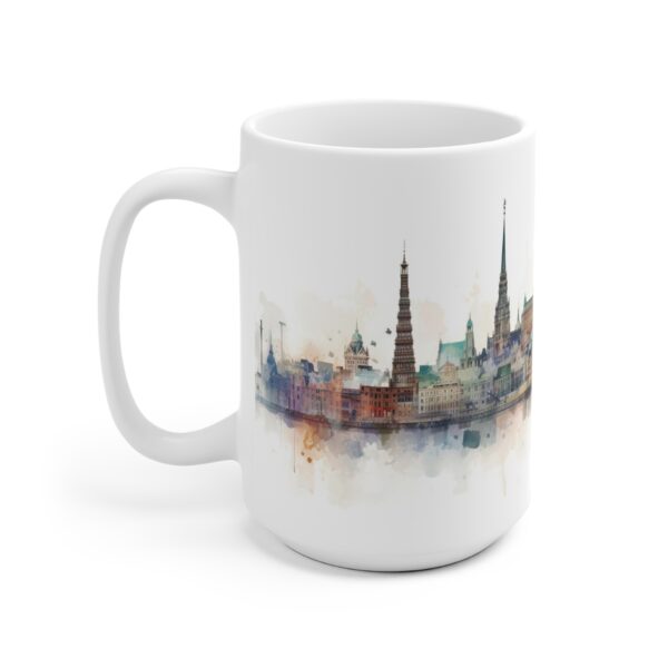 Aquarell Skyline Hamburg Tasse – Bedruckte Kaffeetasse als Geschenk