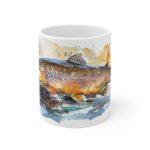 Forelle Aquarell Tasse – Becher mit lebendigem Fischmotiv für Angler und Naturfreunde