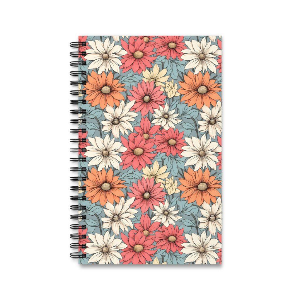 Buntes Blumenmuster Notizbuch &ndash; Aquarell-Design f&uuml;r kreative Notizen und Planungen
