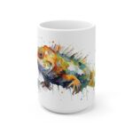 Weiße Keramik Tasse mit Bartagam im Aquarell Stil - Ideales Geschenk für Reptilienfans