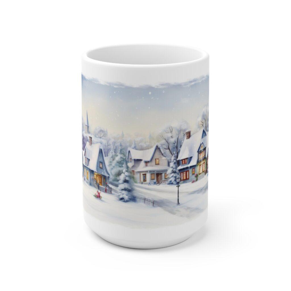 Winterdorf Aquarell Tasse - Gem&uuml;tliche Keramiktasse f&uuml;r die kalte Jahreszeit