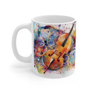 "Personalisierte Kaffeetasse mit Aquarell Musiknoten – Ideales Geschenk für Musikliebhaber"