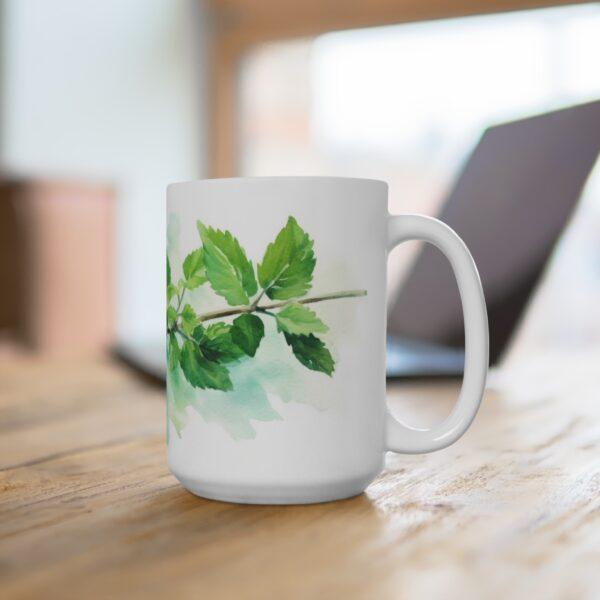 Erfrischende Minze Aquarell Tasse – Ideal für Teeliebhaber und Naturfreunde