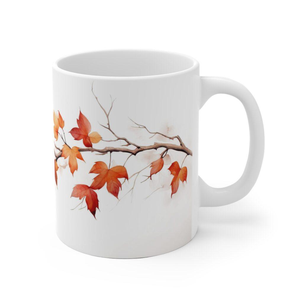 Herbstliche Ahornzweig Tasse &ndash; Aquarell Keramikbecher f&uuml;r Kaffee und Tee &ndash; Ideal f&uuml;r Herbstliebhaber