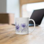 Weiße Keramik Tasse mit Mondblumen - Aquarell Blumen Design für Liebhaber von floralen Motiven