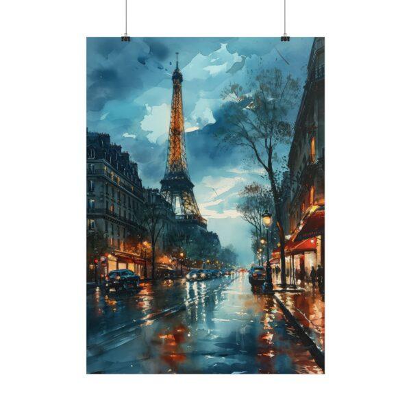 Aquarell Poster Eiffelturm bei Nacht - Paris Kunstwerk in verschiedenen Größen