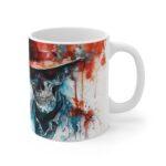 Aquarell Totenkopf Tasse mit Hut - Mystisches Becher-Design für Gothic- und Kunstliebhaber