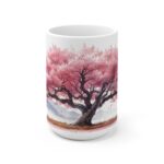 Japanischer Kirschbaum Aquarell Becher aus Keramik – Handgefertigte Designs für Teeliebhaber