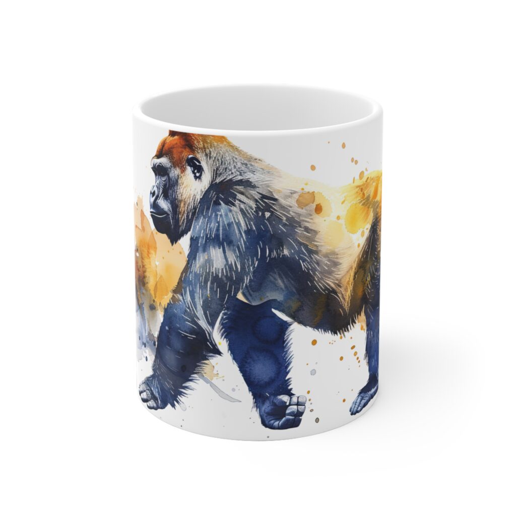 Gorilla Keramik Aquarell Becher &ndash; Ideal f&uuml;r Kaffee und Tee