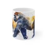 Gorilla Keramik Aquarell Becher – Ideal für Kaffee und Tee