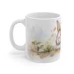 Weiße Aquarell Kaffee-Tasse mit Kaninchenmotiv – Perfektes Geschenk für Tierliebhaber